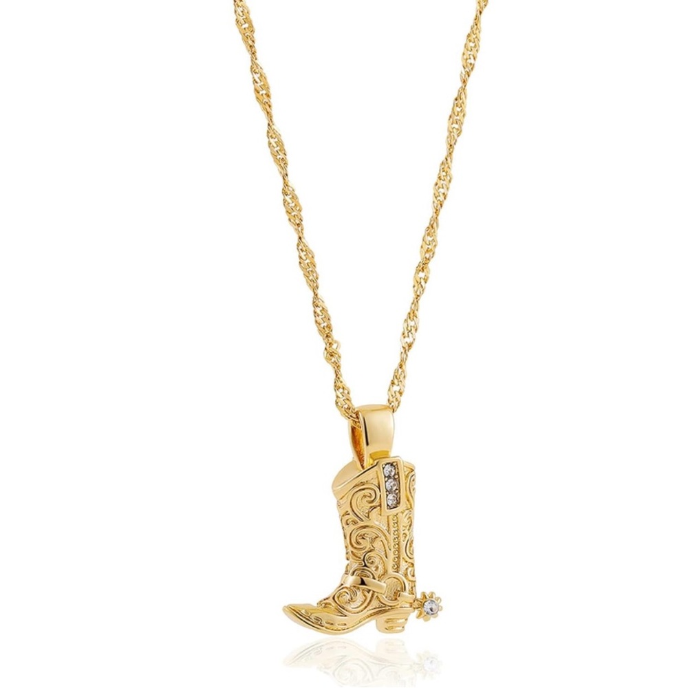 18K GOLD PLATED Rodeo Cowboy Cowgirl Diamond Necklace - Picture 5 of 5